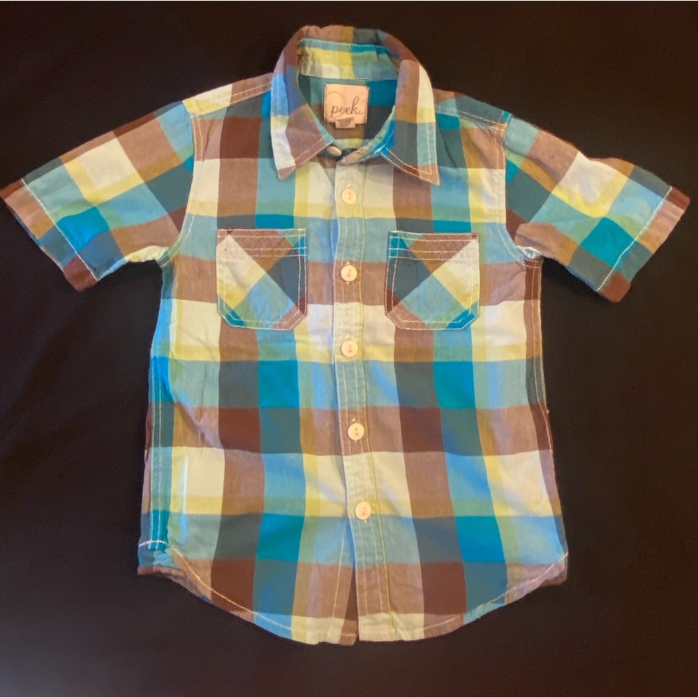 Peek Boys Blue Collared button up shirt, Size 4-5